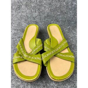 Ecco Green Sandals with Crisscross Straps and Cushioned Footbed